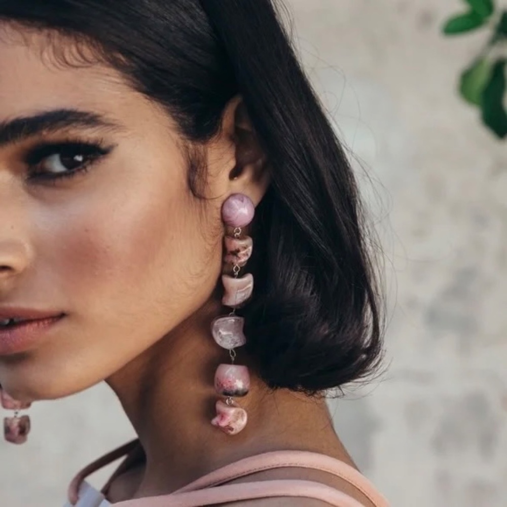 Cult Gaia Acrylic Stones Pink Multi Leo Earings for pierced ears